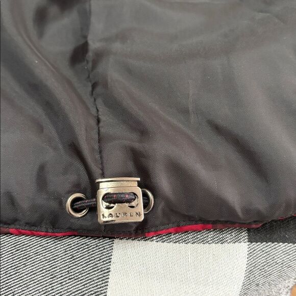 Lauren Ralph Lauren DOWN Buffalo Plaid Red Black Puffer Hooded Parka Coat M - Picture 8 of 16